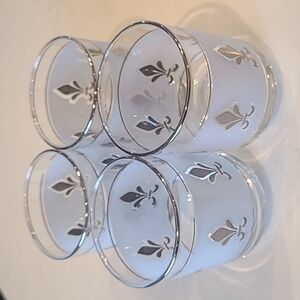 Libbey MCM Fleur De Lis Juice Glasses